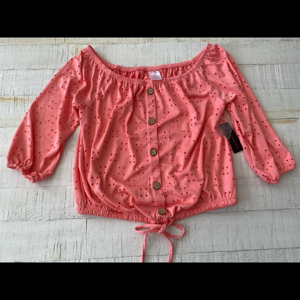 Coral eyelet crop top No Boundaries Medium NWT.  Reposhing, just didn’t fit!
